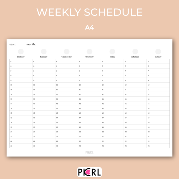 A4 weekly schedule