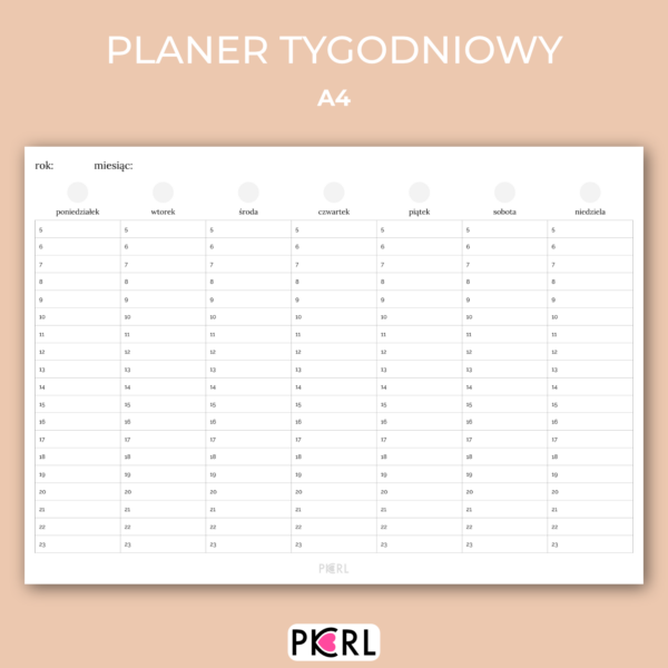 A4 planer tygodniowy